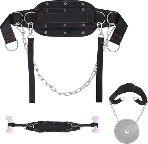 حزام تراجع وحزام دفع الورك، حزام اللياقة البدنية 2 في 1 من أتشويشاب لرفع الأثقال في صالة الألعاب الرياضية، والسحب، والقرفصاء ودفع الورك، وحزام تمرين مع سلسلة، وحلقات على شكل حرف D، وعرض قابل للطي لاحتياجات متعددة in Kuwait