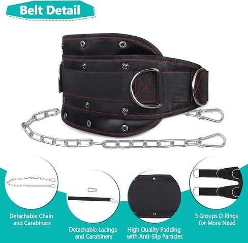 حزام تراجع وحزام دفع الورك، حزام اللياقة البدنية 2 في 1 من أتشويشاب لرفع الأثقال في صالة الألعاب الرياضية، والسحب، والقرفصاء ودفع الورك، وحزام تمرين مع سلسلة، وحلقات على شكل حرف D، وعرض قابل للطي لاحتياجات متعددة in Kuwait