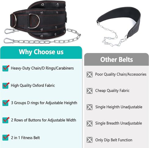 حزام تراجع وحزام دفع الورك، حزام اللياقة البدنية 2 في 1 من أتشويشاب لرفع الأثقال في صالة الألعاب الرياضية، والسحب، والقرفصاء ودفع الورك، وحزام تمرين مع سلسلة، وحلقات على شكل حرف D، وعرض قابل للطي لاحتياجات متعددة in Kuwait