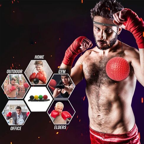 High-Performance Boxing Reflex Balls - Improve Reflexes and Speed Training - Set of 2 with Adjustable Headbands, 4 Balls - Safe & Professional Training Kit in Saudi Arabia