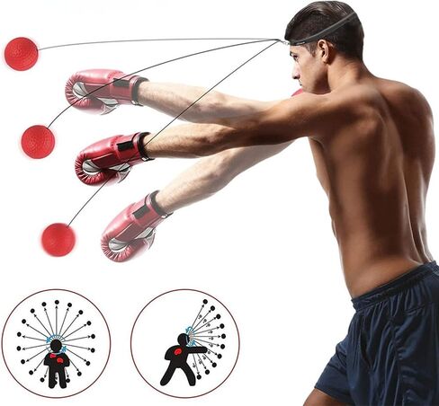 High-Performance Boxing Reflex Balls - Improve Reflexes and Speed Training - Set of 2 with Adjustable Headbands, 4 Balls - Safe & Professional Training Kit in Saudi Arabia