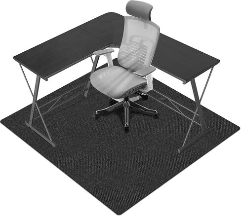 سجادة كرسي مكتب FOCHIER F لبلاط الأرضيات الصلبة مقاس 63 بوصة × 55 بوصة ألعاب الكمبيوتر المتداول تحت المكتب سجادة منخفضة الوبر واقي أرضية كبير مضاد للانزلاق باللون الأسود in Kuwait