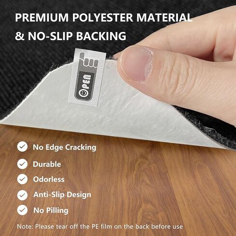 سجادة كرسي مكتب FOCHIER F لبلاط الأرضيات الصلبة مقاس 63 بوصة × 55 بوصة ألعاب الكمبيوتر المتداول تحت المكتب سجادة منخفضة الوبر واقي أرضية كبير مضاد للانزلاق باللون الأسود in Kuwait