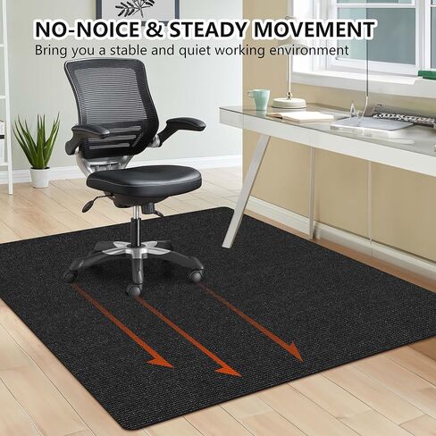 سجادة كرسي مكتب FOCHIER F لبلاط الأرضيات الصلبة مقاس 63 بوصة × 55 بوصة ألعاب الكمبيوتر المتداول تحت المكتب سجادة منخفضة الوبر واقي أرضية كبير مضاد للانزلاق باللون الأسود in Kuwait