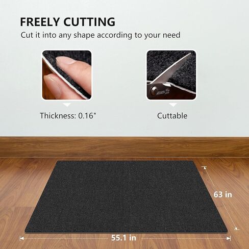 سجادة كرسي مكتب FOCHIER F لبلاط الأرضيات الصلبة مقاس 63 بوصة × 55 بوصة ألعاب الكمبيوتر المتداول تحت المكتب سجادة منخفضة الوبر واقي أرضية كبير مضاد للانزلاق باللون الأسود in Kuwait
