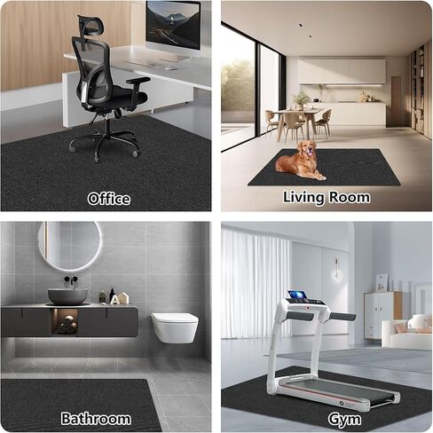 سجادة كرسي مكتب FOCHIER F لبلاط الأرضيات الصلبة مقاس 63 بوصة × 55 بوصة ألعاب الكمبيوتر المتداول تحت المكتب سجادة منخفضة الوبر واقي أرضية كبير مضاد للانزلاق باللون الأسود in Kuwait