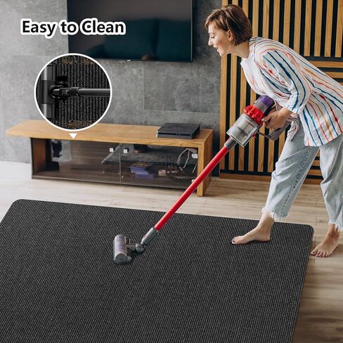 سجادة كرسي مكتب FOCHIER F لبلاط الأرضيات الصلبة مقاس 63 بوصة × 55 بوصة ألعاب الكمبيوتر المتداول تحت المكتب سجادة منخفضة الوبر واقي أرضية كبير مضاد للانزلاق باللون الأسود in Kuwait