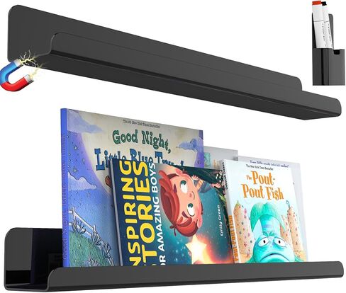 رف الكتب المغناطيسي، قطعتان من أرفف الكتب المغناطيسية من الأكريليك لفصل السبورة البيضاء مع منظم القلم، رف عرض الكتب ورف الملفات لثلاجة الفصل الدراسي والمكتب باللون الأبيض in Kuwait