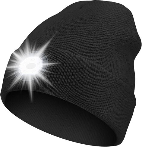 قبعة LED للجنسين مع ضوء، غطاء أمامي LED بدون شحن USB، قبعة ضوء ليلي محبوكة، قبعة مصباح يدوي، هدية للرجال، الأب، الأب، الزوج رمادي in Saudi Arabia