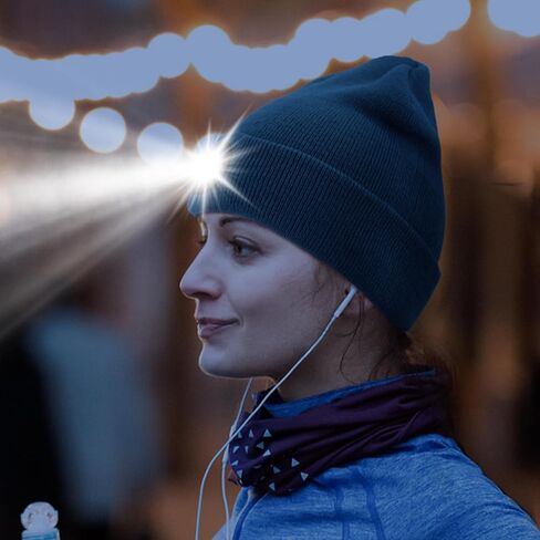 قبعة LED للجنسين مع ضوء، غطاء أمامي LED بدون شحن USB، قبعة ضوء ليلي محبوكة، قبعة مصباح يدوي، هدية للرجال، الأب، الأب، الزوج رمادي in Saudi Arabia