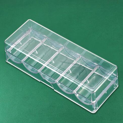 حزمة واحدة من رف شرائح البوكر الأكريليك الشفاف مع غطاء/صينية شرائح الكازينو مع غطاء، تحمل كل منها 100 شريحة in Kuwait