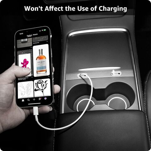 Motrobe Tesla Model Y Model 3 Center Console USB Charging Cable Organizer Console Cable Management Holder for 2021 2022 2023 Model 3 Model Y Accessories in Kuwait