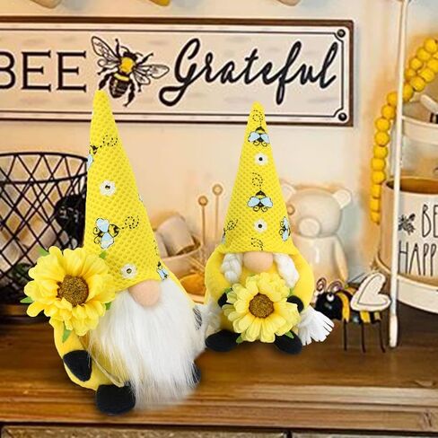 2 قطعة تلعثم النحل التماثيل القطيفة الزينة السويدية Tomte Nisse دمية جونك عباد الشمس جنوم الربيع الصيف الموسم طبقات صينية جنوم المنزل الحلي in Kuwait
