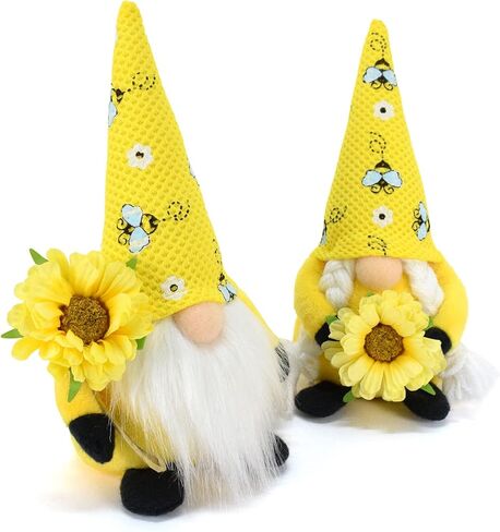 2 قطعة تلعثم النحل التماثيل القطيفة الزينة السويدية Tomte Nisse دمية جونك عباد الشمس جنوم الربيع الصيف الموسم طبقات صينية جنوم المنزل الحلي in Kuwait