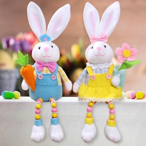 quescu 2pcs Easter Gnomes Decorations,Easter Bunny Gnomes Plush for The Home,Rabbit Gnomes Stuffed Doll Gifts for Tiered Tray Party Decor Home Table Decorations in Saudi Arabia