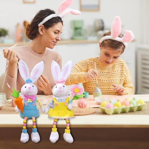 quescu 2pcs Easter Gnomes Decorations,Easter Bunny Gnomes Plush for The Home,Rabbit Gnomes Stuffed Doll Gifts for Tiered Tray Party Decor Home Table Decorations in Saudi Arabia