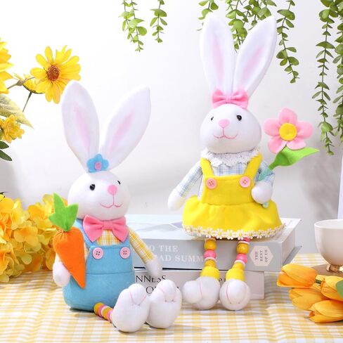 quescu 2pcs Easter Gnomes Decorations,Easter Bunny Gnomes Plush for The Home,Rabbit Gnomes Stuffed Doll Gifts for Tiered Tray Party Decor Home Table Decorations in Saudi Arabia