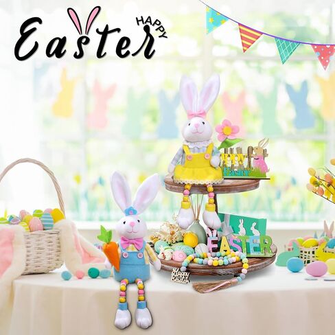 quescu 2pcs Easter Gnomes Decorations,Easter Bunny Gnomes Plush for The Home,Rabbit Gnomes Stuffed Doll Gifts for Tiered Tray Party Decor Home Table Decorations in Saudi Arabia