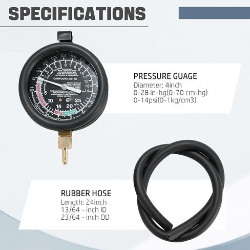 DASBET Car Vacuum and Fuel Pump Tester Gauge Kit, Fuel Pump and Vacuum Tester Gauge, Leak Carburetor Pressure Diagnostics in Saudi Arabia