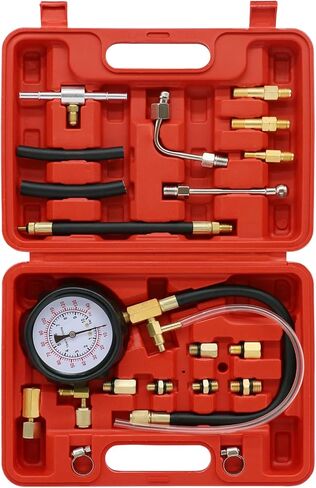 مجموعة اختبار ضغط الوقود 0-140 رطل لكل بوصة مربعة، TU-114 أداة اختبار ضغط مضخة حقن الوقود أداة السيارات مع محول قياس لنظام حقن الوقود لمنفذ اختبار شريدر على دراجة نارية السيارة in Kuwait