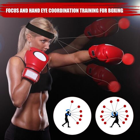 8 Pcs Boxing Reflex Ball and Adjustable Headband, Varying Weights Boxing Gear Ball, Punching Ball for Reaction Speed and Hand Eye Coordination Training Birthday in Saudi Arabia