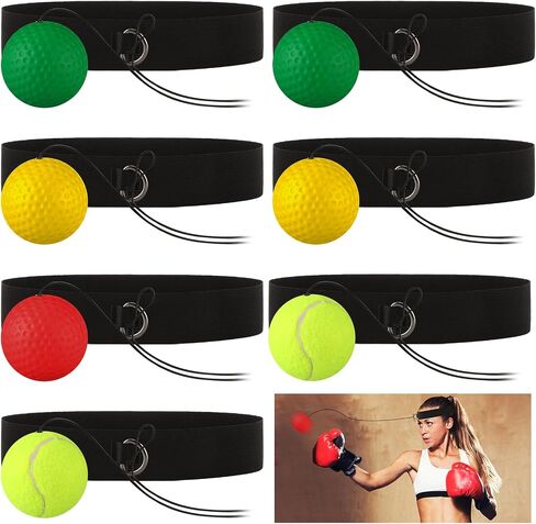 8 Pcs Boxing Reflex Ball and Adjustable Headband, Varying Weights Boxing Gear Ball, Punching Ball for Reaction Speed and Hand Eye Coordination Training Birthday in Saudi Arabia