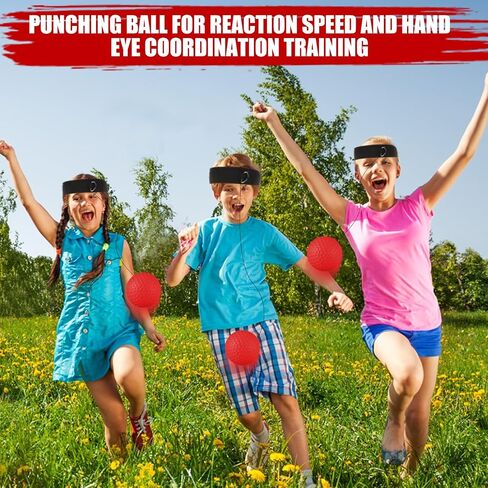 8 Pcs Boxing Reflex Ball and Adjustable Headband, Varying Weights Boxing Gear Ball, Punching Ball for Reaction Speed and Hand Eye Coordination Training Birthday in Saudi Arabia