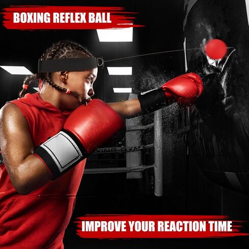 8 Pcs Boxing Reflex Ball and Adjustable Headband, Varying Weights Boxing Gear Ball, Punching Ball for Reaction Speed and Hand Eye Coordination Training Birthday in Saudi Arabia