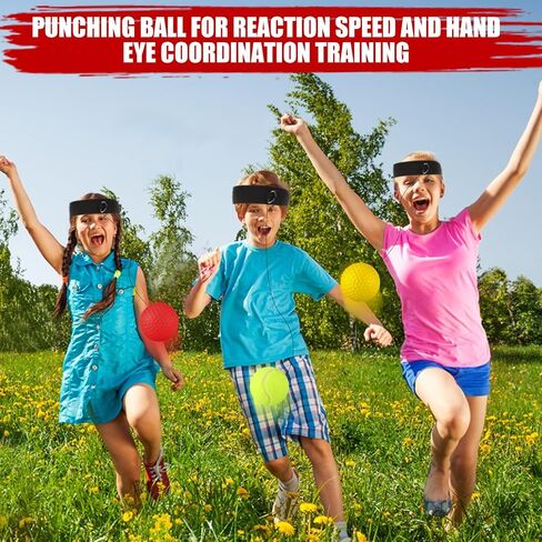 8 Pcs Boxing Reflex Ball and Adjustable Headband, Varying Weights Boxing Gear Ball, Punching Ball for Reaction Speed and Hand Eye Coordination Training Birthday in Saudi Arabia