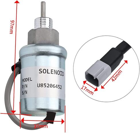 U85206452 Fuel Shut Off Stop Solenoid 185206452 U85206451 Compatible with Caterpillar Cat 3024 3034 216B 226B Perkins HL403C-15 HR404C-22T 402D 403D 404D 404C 403C Engine 12V in Saudi Arabia