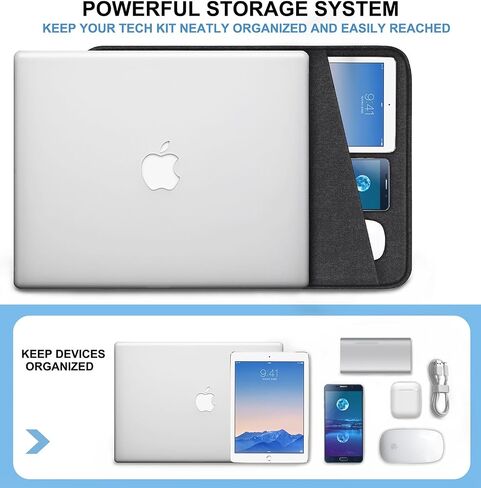 Laptop Case 15.6 inch, Shockproof Protective Computer Sleeve Cover with Accessories Pocket, Water Resistant Traveling Carrying Laptop Bag Compatible for MacBook Dell HP Acer Asus Lenovo, Black in Saudi Arabia