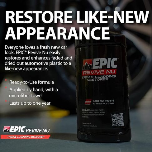 Malco Epic Revive Nu Plastic Trim & Cladding Restorer - Restores Faded and Dried Out Plastic/Vinyl and Rubber Back to Black or Gray Finish / 16 Oz (199816) in Saudi Arabia