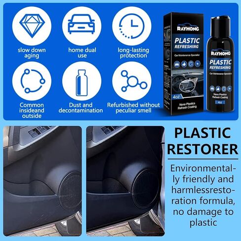 عامل طلاء منعش للبلاستيك، طلاء نانو بلاستيك منعش للأجزاء البلاستيكية، عامل تجديد طلاء كريستالي للسيارة 4 أونصة in Kuwait