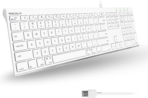 Macally Ultra Slim USB Wired Computer Keyboard - Compatible Apple Keyboard or Windows - Full Size Keyboard with 20 Mac Keyboard Keys - Low Profile Keyboard for iMac Desktop, Macbook Pro/Air in Saudi Arabia