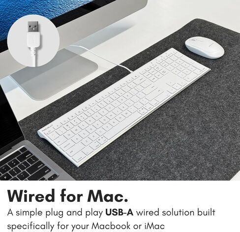 Macally Ultra Slim USB Wired Computer Keyboard - Compatible Apple Keyboard or Windows - Full Size Keyboard with 20 Mac Keyboard Keys - Low Profile Keyboard for iMac Desktop, Macbook Pro/Air in Saudi Arabia