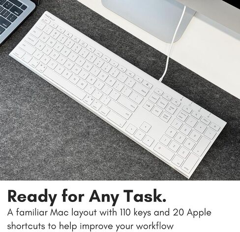 Macally Ultra Slim USB Wired Computer Keyboard - Compatible Apple Keyboard or Windows - Full Size Keyboard with 20 Mac Keyboard Keys - Low Profile Keyboard for iMac Desktop, Macbook Pro/Air in Saudi Arabia