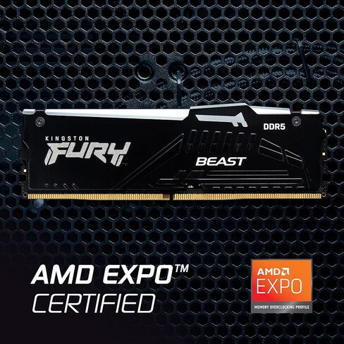 مجموعة ذاكرة سطح المكتب Kingston Fury Beast RGB 32GB (2x16GB) 6000MT/s DDR5 CL36 مكونة من 2 | تقنية مزامنة الأشعة تحت الحمراء | معرض AMD | التوصيل والتشغيل | KF560C36BBEAK2-32 in Kuwait