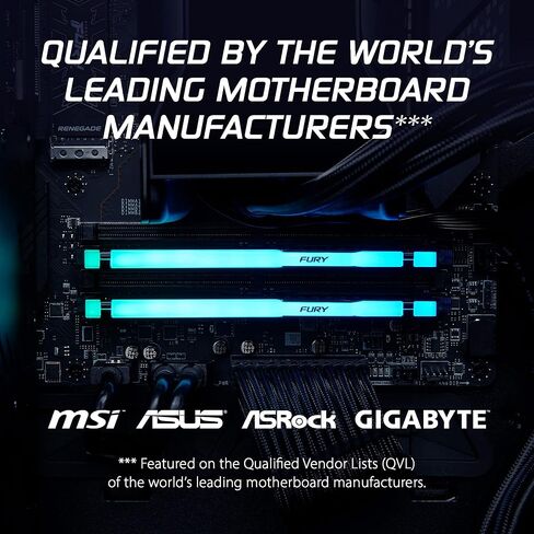 مجموعة ذاكرة سطح المكتب Kingston Fury Beast RGB 32GB (2x16GB) 6000MT/s DDR5 CL36 مكونة من 2 | تقنية مزامنة الأشعة تحت الحمراء | معرض AMD | التوصيل والتشغيل | KF560C36BBEAK2-32 in Kuwait