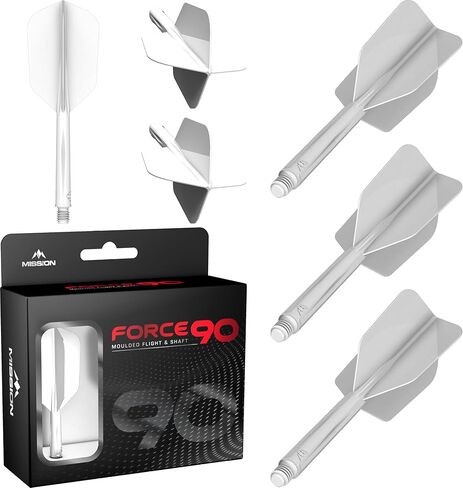 Mission Darts Force 90 | Integrated Precision Moulded Dart Flight And Shaft System, Pack of 3 Professional Highly Durable 2-In-1 Combined Dart Flights And Stems | Slim in Kuwait
