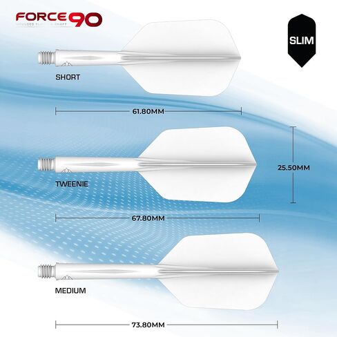 Mission Darts Force 90 | Integrated Precision Moulded Dart Flight And Shaft System, Pack of 3 Professional Highly Durable 2-In-1 Combined Dart Flights And Stems | Slim in Kuwait