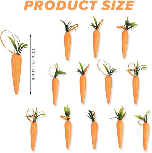 12Pcs Foam Glitter Artificial Carrots for Easter Decoration,Easter Carrot Hanging Ornaments in Saudi Arabia