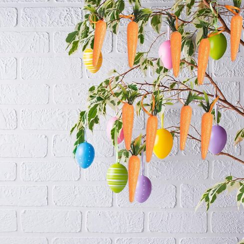 12Pcs Foam Glitter Artificial Carrots for Easter Decoration,Easter Carrot Hanging Ornaments in Saudi Arabia
