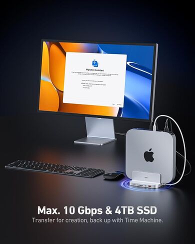 uni Mac Mini Dock, 5-in-1 Hub Stand 10Gbps Super Fast SSD Enclosure[Aluminum Vertical], USB 3.2 USB-C & USB-A, Micro SD & SD Card Reader Compatible with M.2 NVMe/SATA(Not Included) in Saudi Arabia