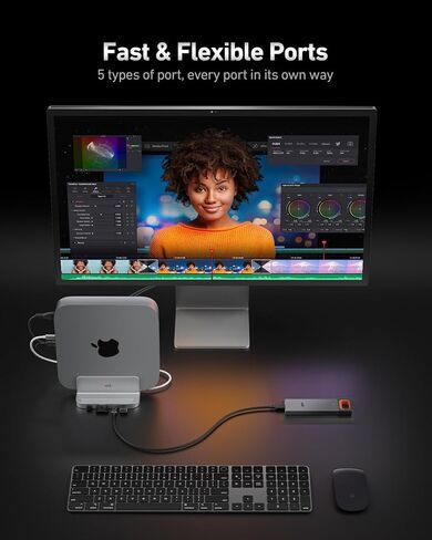 uni Mac Mini Dock, 5-in-1 Hub Stand 10Gbps Super Fast SSD Enclosure[Aluminum Vertical], USB 3.2 USB-C & USB-A, Micro SD & SD Card Reader Compatible with M.2 NVMe/SATA(Not Included) in Saudi Arabia