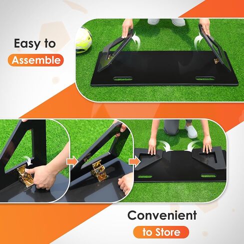 معدات تدريب كرة القدم على شكل لوح كرة القدم، مدرب كرة قدم محمول قابل للطي على الحائط، مناسب للتمرين على الكرة الطائرة والتمرير والرماية، أسود، مع 10 مخاريط in Kuwait