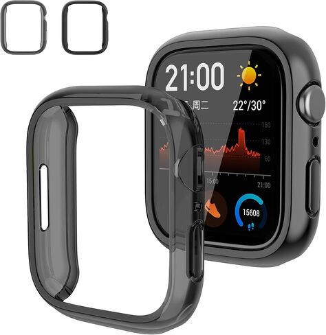 عبوتان من حافظة TPU الناعمة مع واقي شاشة عالي الدقة متوافق مع Apple Watch SE(2023) Series 6/5/4/SE 40 مم، غطاء مقاوم للخدش لساعة iWatch 40 مم، شفاف/شفاف in Kuwait