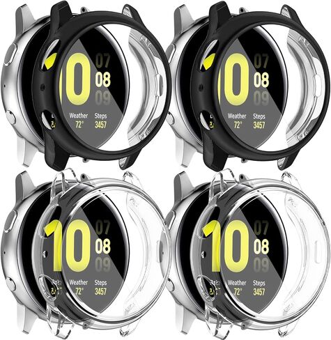 [4 عبوات] Amzpas متوافق مع حافظة حماية شاشة Samsung Galaxy Watch Active 2 مقاس 44 مم، غطاء كامل محيطي ناعم من مادة TPU لساعة Samsung Galaxy Active 2 الذكية (شفاف، شفاف، شفاف، 44 مم) in Kuwait
