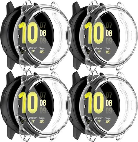 [4 عبوات] Amzpas متوافق مع حافظة حماية شاشة Samsung Galaxy Watch Active 2 مقاس 44 مم، غطاء كامل محيطي ناعم من مادة TPU لساعة Samsung Galaxy Active 2 الذكية (شفاف، شفاف، شفاف، 44 مم) in Kuwait