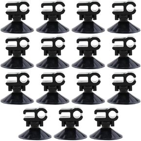 RLECS 15PCS Black Aquarium Suction Cup Clip 28x20mm Oxygen Tube Hose Pump Power Cord Double Head Snap Cable Organiser Suction Cup Aquarium Accessories