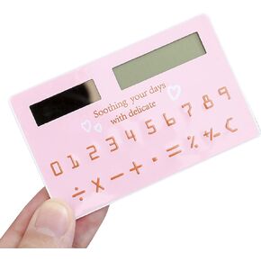 Mini Card Size Calculator Ultra-Thin Cute Cartoon Solar Powered Calculator 8 Digits Display Portable for Office School Students Stationery Supplies